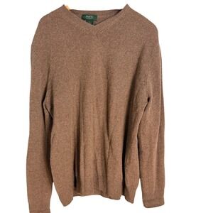 Marshall Fields Cashmere V Neck Sweater Mens XL Brown Long Sleeve Pullover